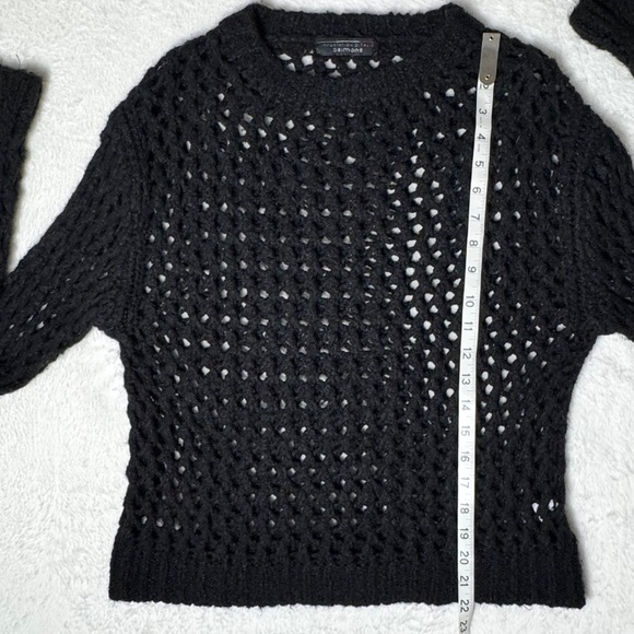 Simons Open Knit Mesh Crew Neck Sweater Black Women's Size XS/S - Picture 9 of 11